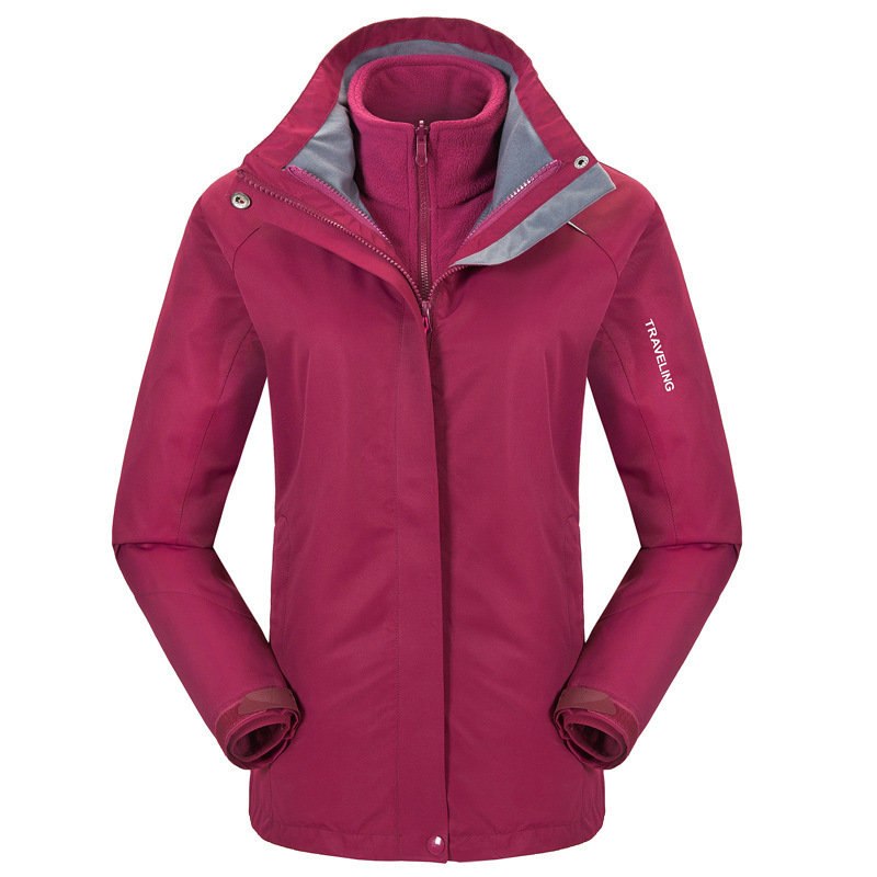 Hombres y mujeres al aire libre trajes de asalto 3 - en - 1 relleno de terciopelo trajes de montaña a prueba de viento impermeable grupo de compra