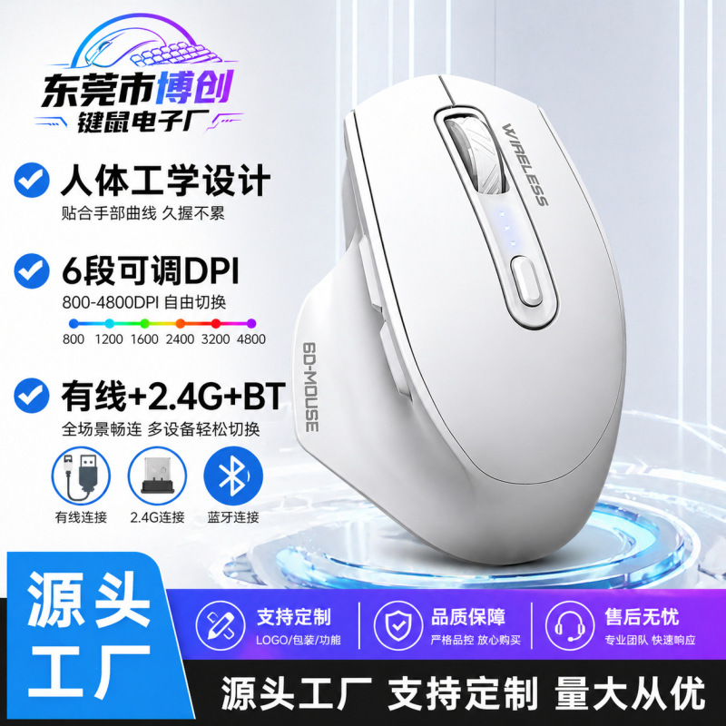 E-Sports Ready-Made Type-C+Usb Dual-Head Three-Mode Gaming Wireless Mouse with Digital Display and Bluetooth Charging