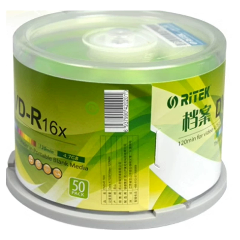 Пустой DVD-R для гравировки CD-ROM записываемый диск DVD-R 4.7 ГБ 16x барабан установлен 50 таблеток
