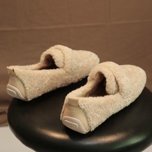 毛毛鞋女冬外穿2025冬季新款网红羊羔毛棉鞋加绒孕妇鞋豆豆鞋瓢鞋
