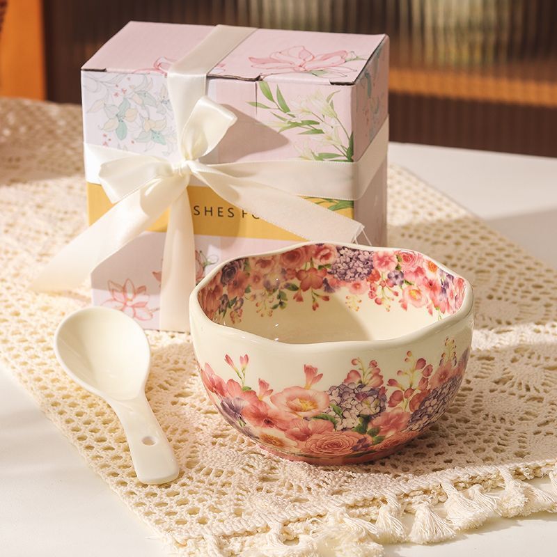 ins中古风油画般陶瓷米饭碗高颜值复古餐具个人专用吃饭碗甜品碗|undefined