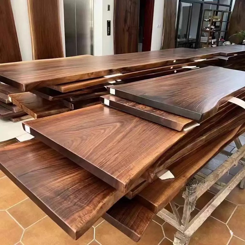 北美黑胡桃大板实木茶桌茶台茶板奥坎原木餐桌巴花办公桌简约书桌|undefined