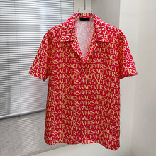 新款欧美潮流外贸时尚休闲男士3D直喷数码印花短袖男衬衫衬衣潮男