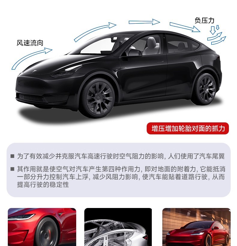 Suitable for Tesla Modely/3 Rear Wing Dry Carbon Fiber High-Performance Sports Version Surround Modification Decorative Accessories