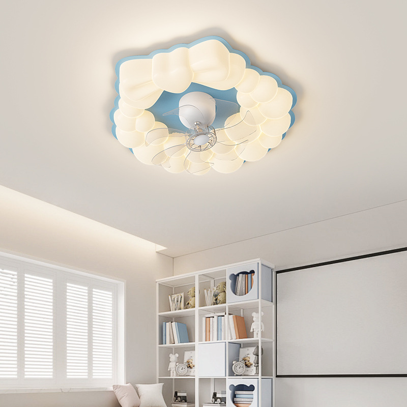 Lámpara de dormitorio, nueva nube, sacudiendo la cabeza, lámpara de ventilador, habitación para niños, espectro completo, protección ocular, ventilador inteligente, lámpara de techo integrada
