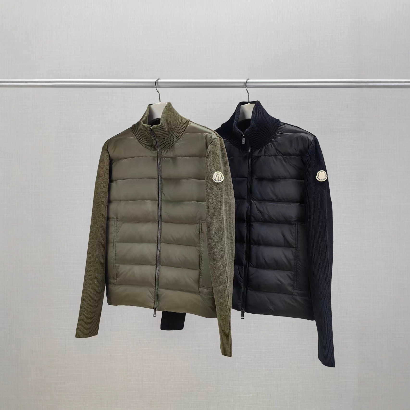 M Mengjia High Version Export European Station 25S Autumn and Winter New Knitted Stand Collar Splicing Men's down Jacket