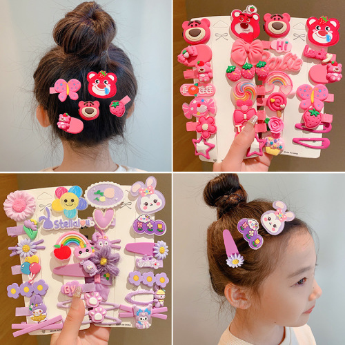 New Cute Strawberry Bear Star Dew Hair Clip Set Bangs Clip Girls Broken Hair Clip Children's Hair Accessories