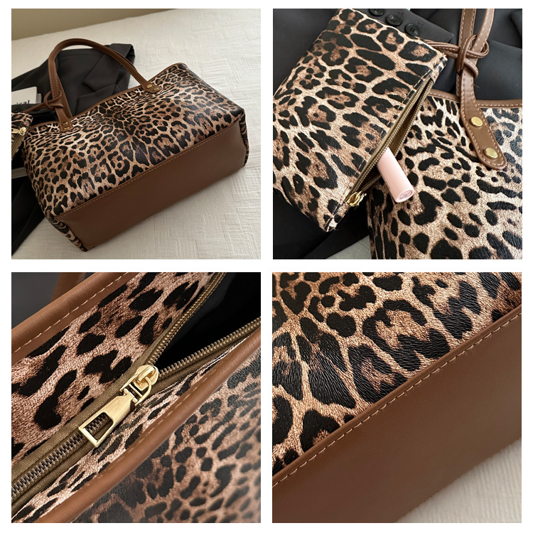Retro commuter leopard print underarm bag 2024 autumn new style trend fashion personality temperament one shoulder tote bag_voghion.com