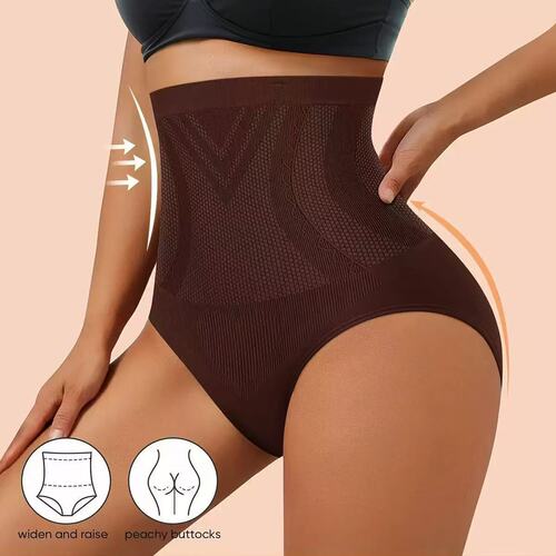 High-waisted cinched-in tummy control shaping body shaper seamless pure color leggings with elasticity for large women