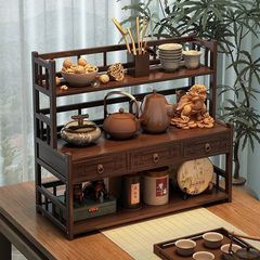 家用茶水柜办公室茶杯具置物架茶室桌面小型博古架茶壶展示摆件架