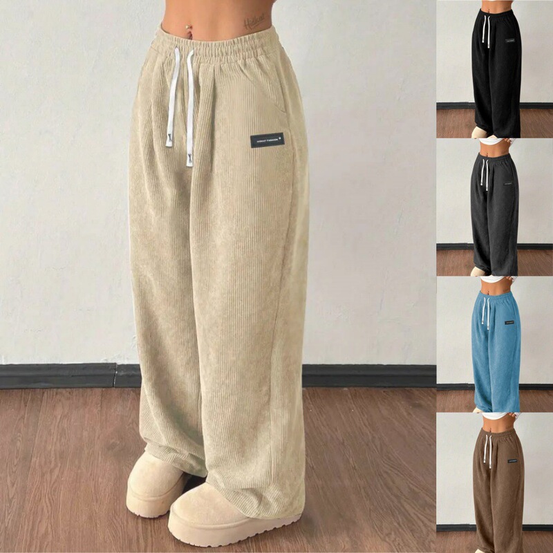 2025 Autumn and Winter New Cross-Border European and American Amazon Loose Drawstring Solid Color Pocket Casual Versatile Women's Pants 2025 Autumn and Winter New Cross-Border European and American Amazon Loose Drawstring Solid Color Pocket Casual Versatile Women's Pants