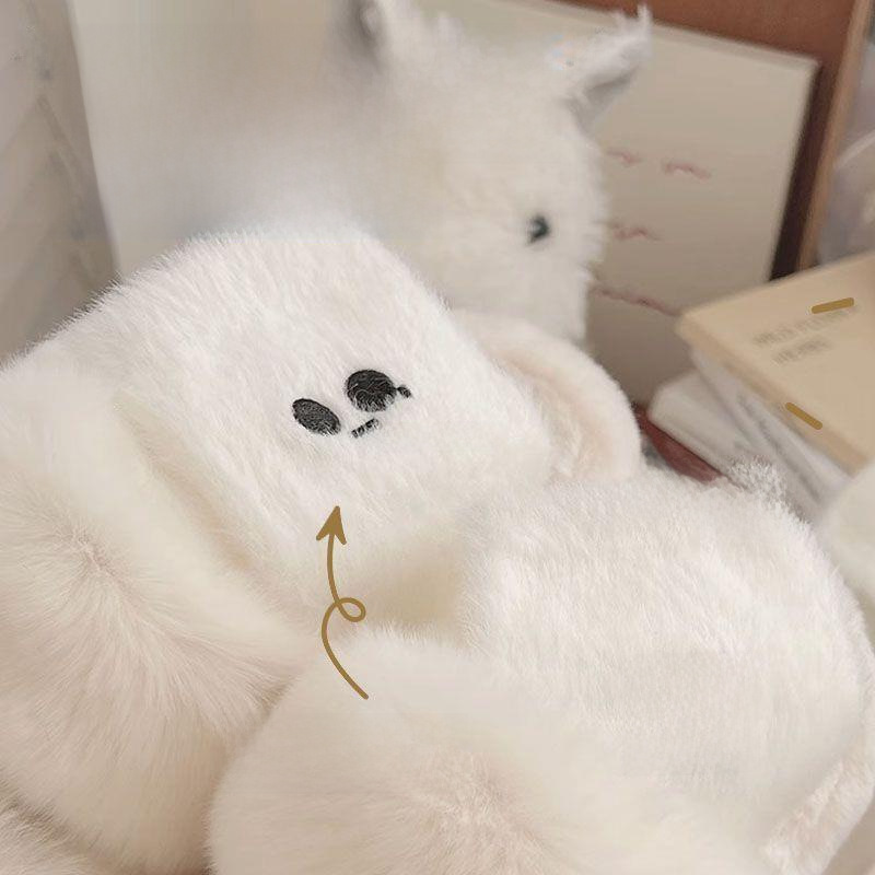 水貂襪子女秋冬季加厚保暖白色中筒毛茸茸加絨日系搞怪表情睡眠襪