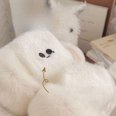 水貂襪子女秋冬季加厚保暖白色中筒毛茸茸加絨日系搞怪表情睡眠襪