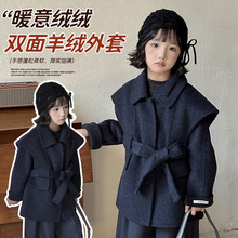 2025新款冬季女童双面羊绒大衣巴恩风韩系呢子外套短款加厚羊毛呢