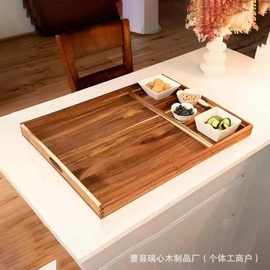 跨境木质托盘酒店餐盘双耳托盘长方形茶盘茶具北欧风木盘子茶点盘