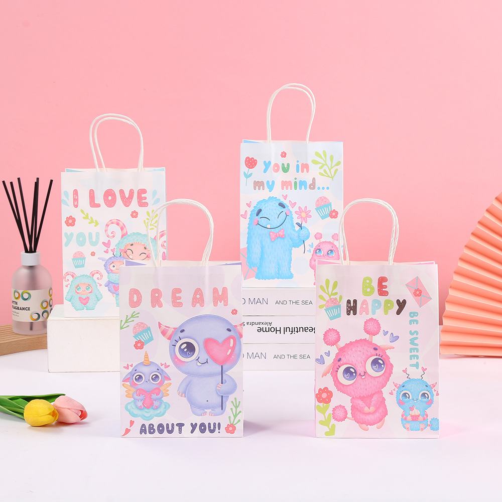 卡通人物牛皮纸袋儿童卡通生日礼物包装袋彩色印刷手提袋打包袋