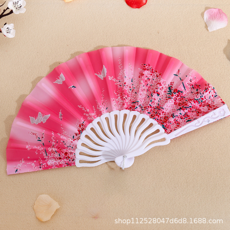 Abanico Plegable de Plástico Estilo Chino para Mujer, Abanico Plegable para Disfraces de Verano, Abanico Plegable para Danza y Espectáculos al por Mayor