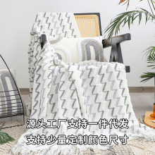 北欧现代灰白针织毯披肩盖毯样板间沙发毯午睡毯民宿酒店床尾搭毯