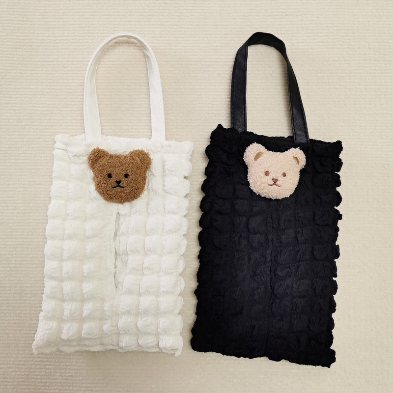 Korean-style cute bear tissue box cover for car seat backs, suitable for babies and children