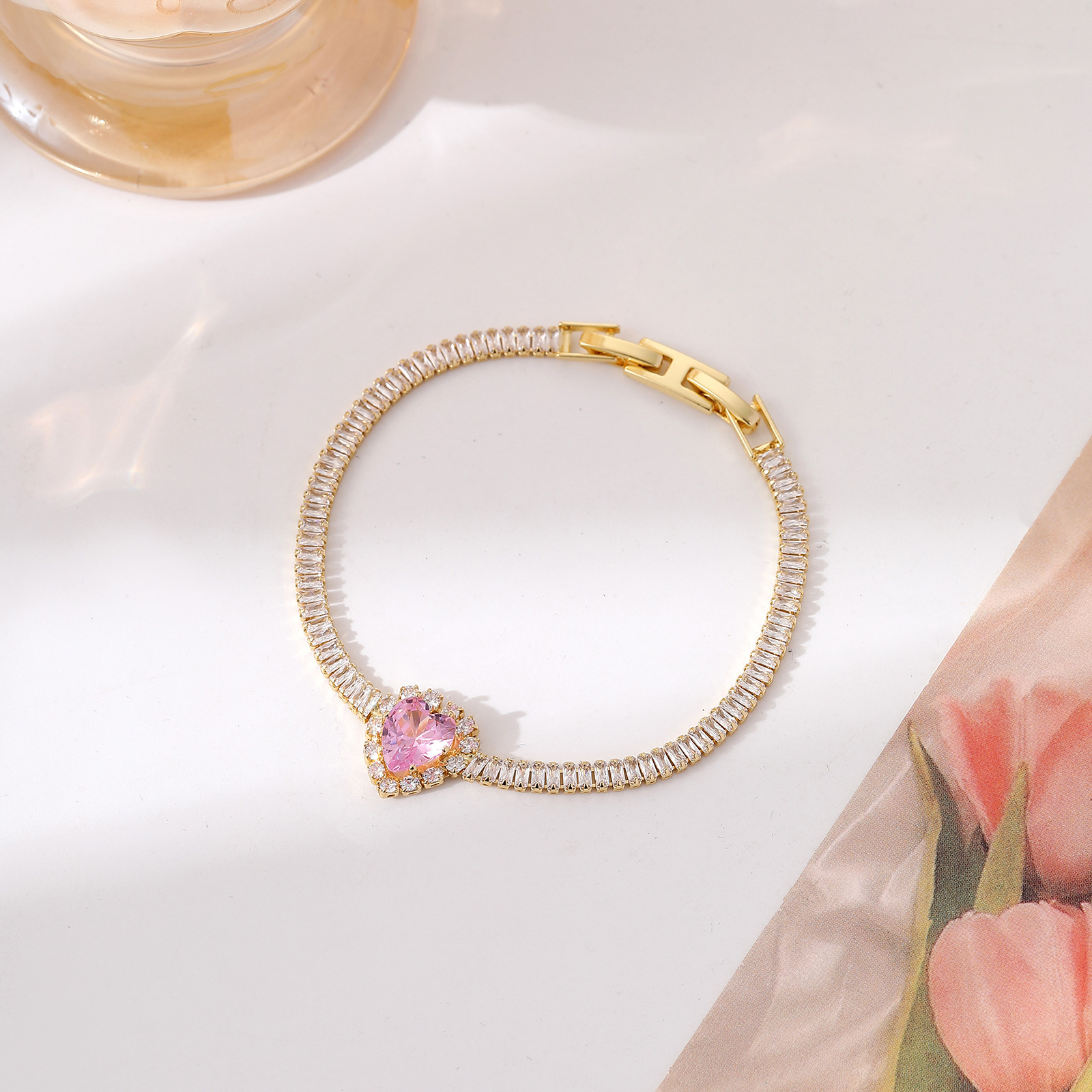 11g Weight Zircon Inlay Material Bracelets Classification Copper Chain Material 1 Piece Quantity Daily Occasion Copper Material Water Droplets, Heart Shape, Flower Pattern Women's Gender Inlay Design Shiny, IG Style Style Copper Inlay Water Droplets Heart Shape Flower Zircon Copper Bracelets 8