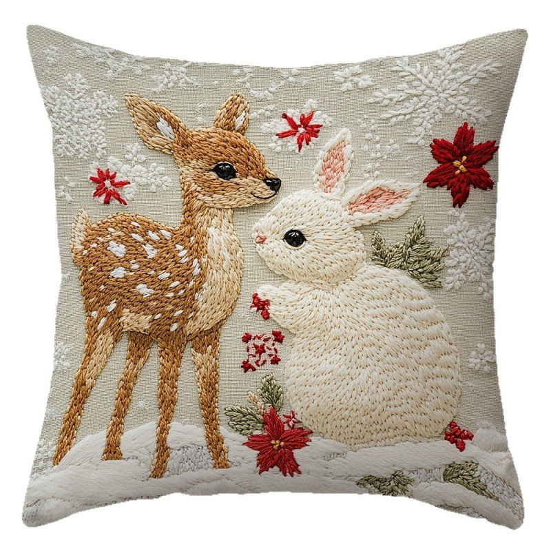 Navidad encontrada explosión abrazo funda de almohada festivales conejo alce decoración sofá atmósfera sensación de lino funda de cojín al por mayor image 5