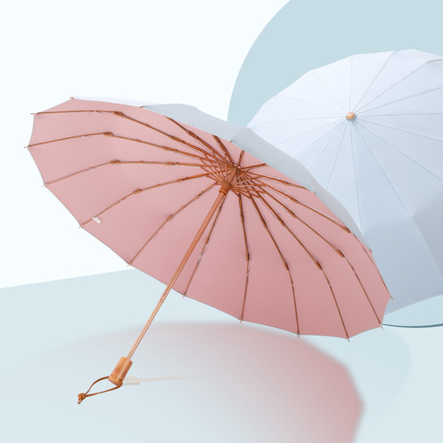 16-bone color glue folding umbrella sunshade and sun protection sun umbrella for women wind-resistant gold glue anti-UV sunny and rainy umbrella dual-purpose umbrella