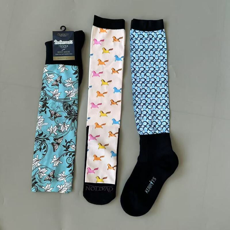 European and American Style Equestrian Socks for Women, Towel Bottom, Mid-Length Leg Warmers, Calf Boots Socks, Riding Socks Wholesale, Casual Versatile Sweat-Absorbent