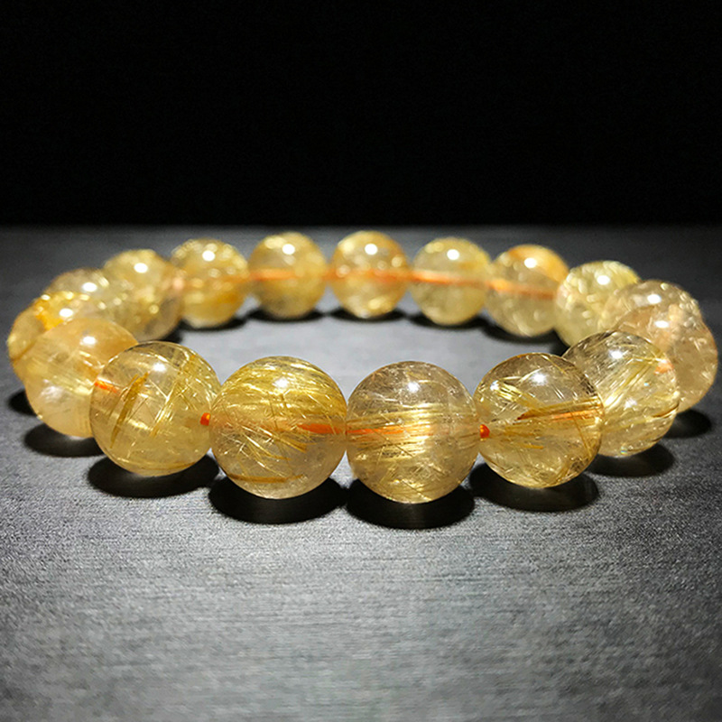 天然金发晶手链男女钛晶密顺发黄发晶本命年水晶手串