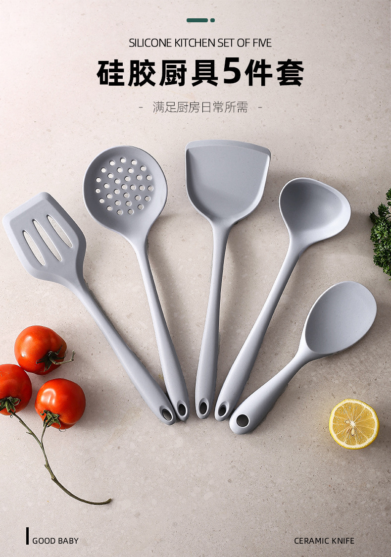 Silicone Spatula Spoon Set Non-stick Cookware Utensils Soup Spoon Cooking Shovel Kitchen Tools Home Kitchenware Accessories