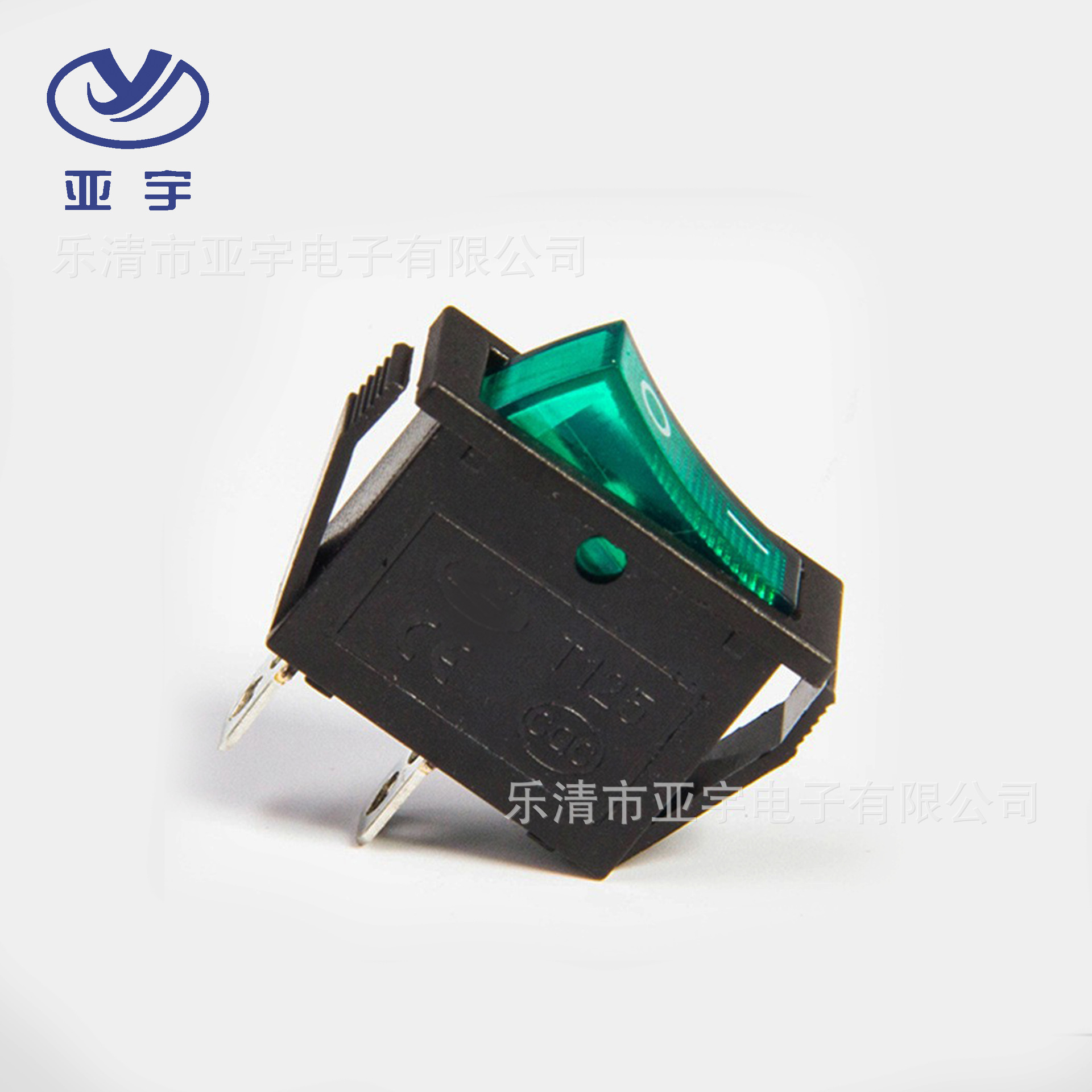 KCD3绿色按钮船型开关 多功能家用 翘板电源黑色底座绿色带灯按钮