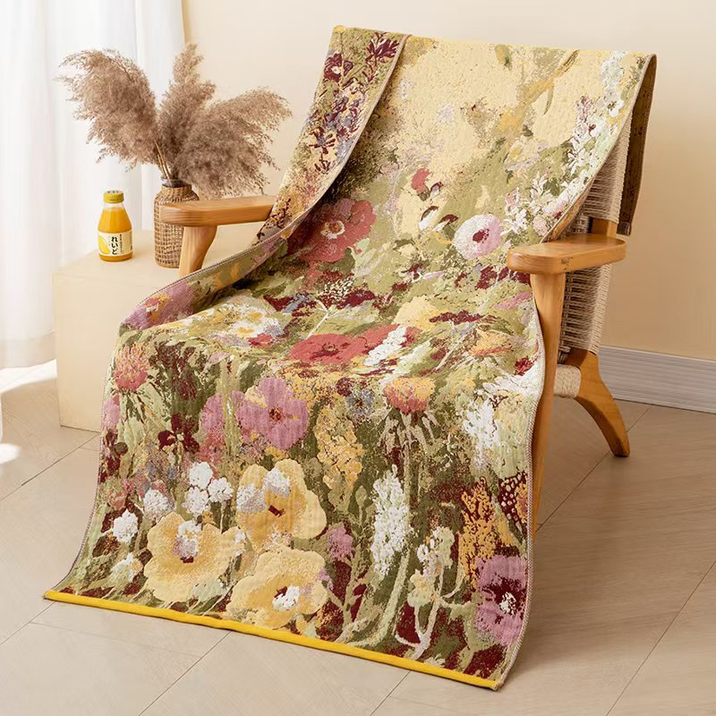 Foreign Trade Pure Cotton Bath Towel, Class A, Hemp Jacquard Multi-Layer Gauze, Customizable with Logo, One-Piece Dropshipping Bath Towel Wrap Skirt