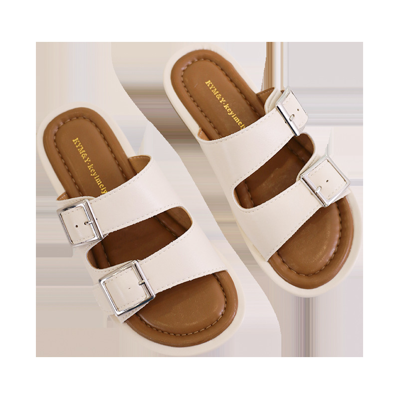Comfortabel en elegant eenbenige woordgesp lente zomer nieuwe fabriek directe levering Taizhou mode zachte zolen sandalen pantoffels_voghion.com