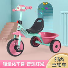 简易儿童三轮车脚踏车音乐灯光脚蹬车1-3-8岁儿童车