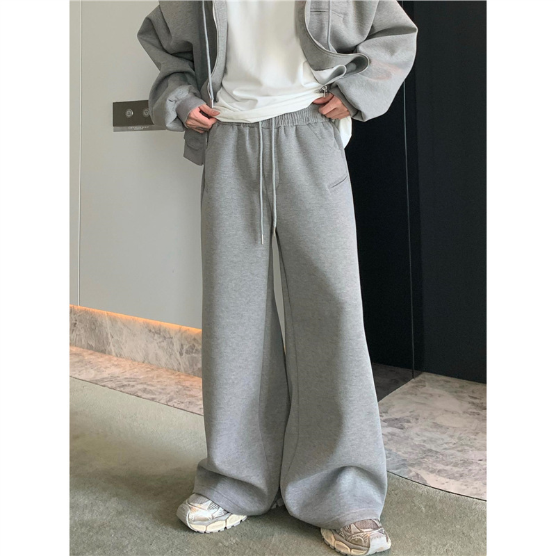 Korean-style Niche Solid Color Sweatpants Men's Straight-leg Loose Wide-leg Pants All-match Dipper Grey Casual Slim-fit Sports Pants Korean-style Niche Solid Color Sweatpants Men's Straight-leg Loose Wide-leg Pants All-match Dipper Grey Casual Slim-fit Sports Pants