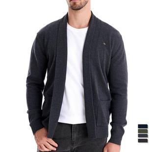 Cross-border Foreign Trade Men's Casual Autumn Cardigan Sweater high quality Business Knitted Shirt Solid Color Men's Top