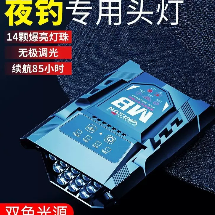 沃尔森M8夜钓头灯钓鱼专用感应充电强光帽夹灯长续航灯充电式