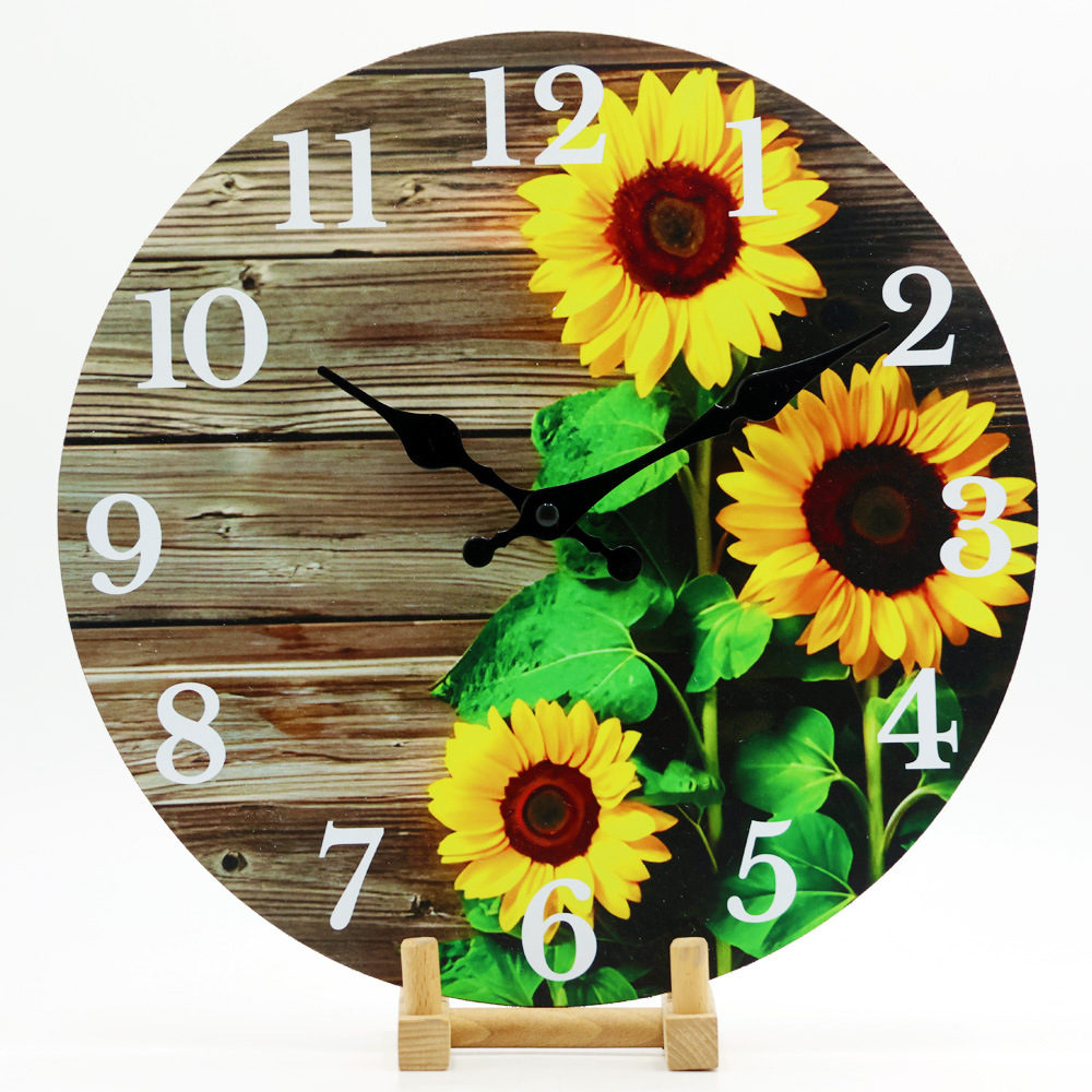 Amazon's New 30cm European Retro Pastoral Style Sunflower Wall Clock Home Living Room Decorative Wall Clock