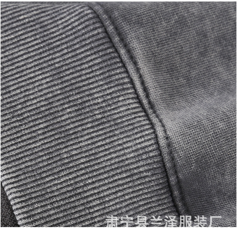 重磅水洗加绒卫衣做旧圆领加厚奥粒绒长袖上衣男女情侣装蜡染套装|undefined