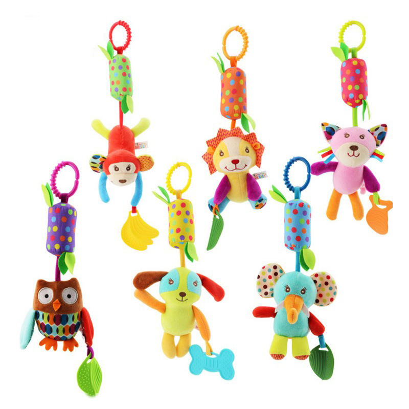Infant Wind Chime Toy Stroller Hanger Cartoon Animal Wind Chime Bed Hanger Rattles Teether Car Hanger Plush Toy