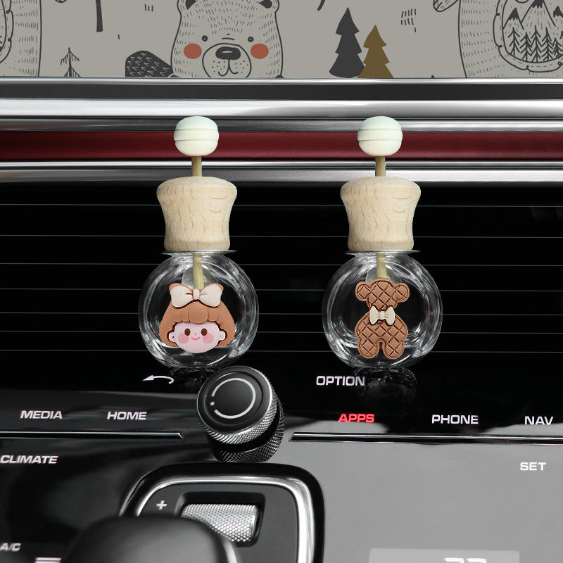 Aromaterapia de coche nuevo 2024 aire acondicionado de coche salida de aire botella de decoración perfume fragancia ligera de larga duración pequeña decoración de coche