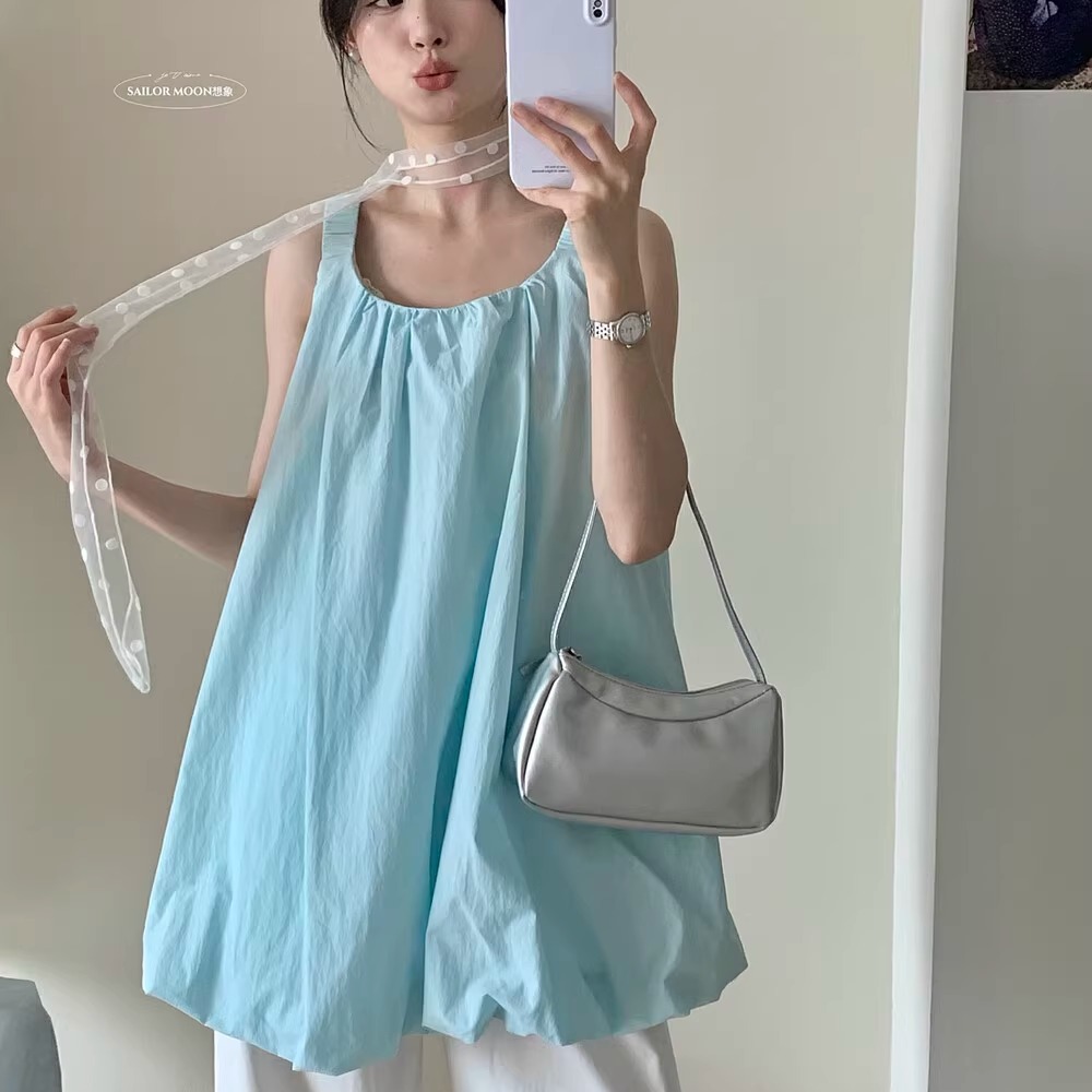 Sailor Moon Imaginer Coreano Simple y juguetón Falda de capullo de flor de reducción de edad Vestido de chaleco sin mangas Falda de verano