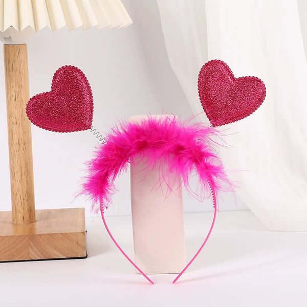 Rose gold pink heart+feather