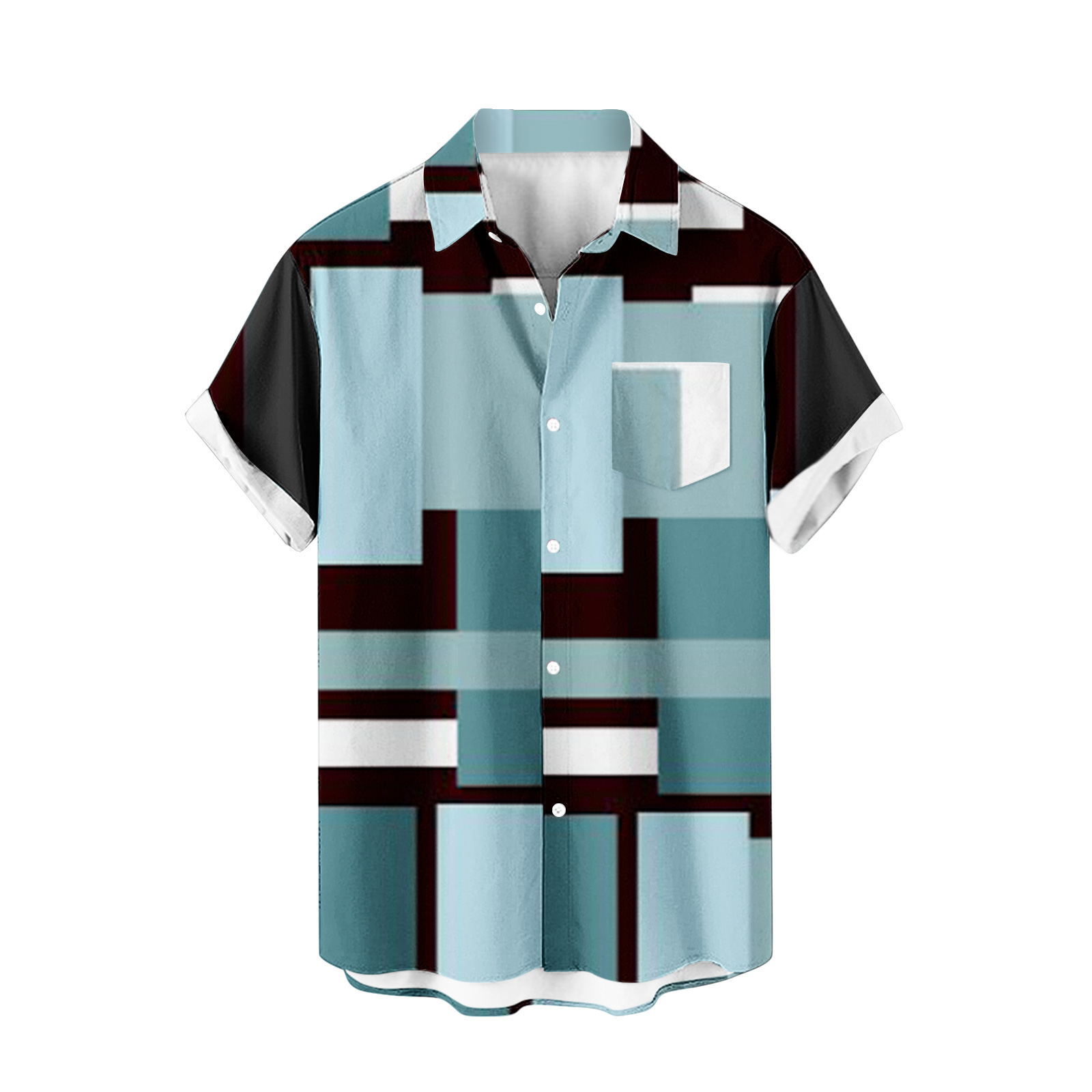 2024 comercio exterior europeo y americano transfronterizo exclusivamente para camisas de manga corta para hombres color de costura impresión digital 3D blusa casual