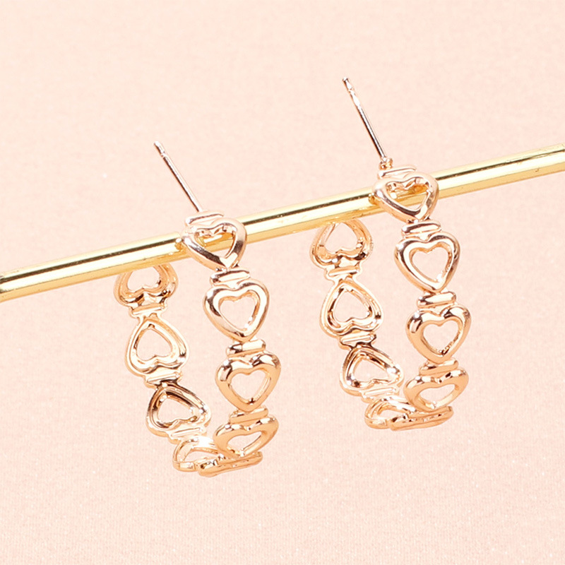 Women'S Gender Plating Design Fashion Heart Shape Metal Plating Earrings
