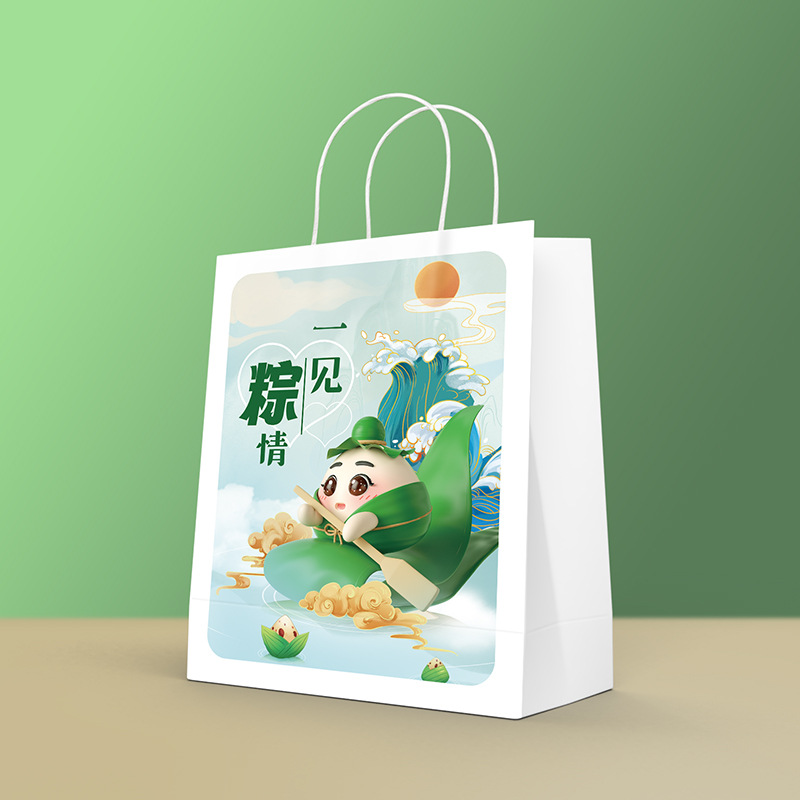 Dragon Boat Festival zongzi regalo Kraft bolsa de papel creativo bolsa de regalo snack embalaje bolsa de papel portátil en stock al por mayor