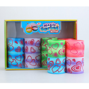 7.5 * 6.5cm Valentine's Day 4 colors gradient printing love heart rainbow ring spring ring