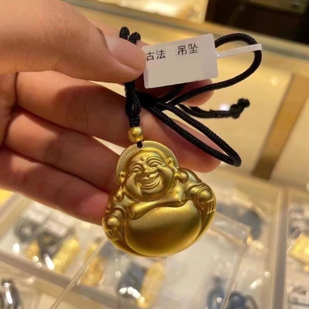 金项链传承古法工艺吉祥如意大肚佛弥勒佛吊坠项链周家同款-阿里巴巴
