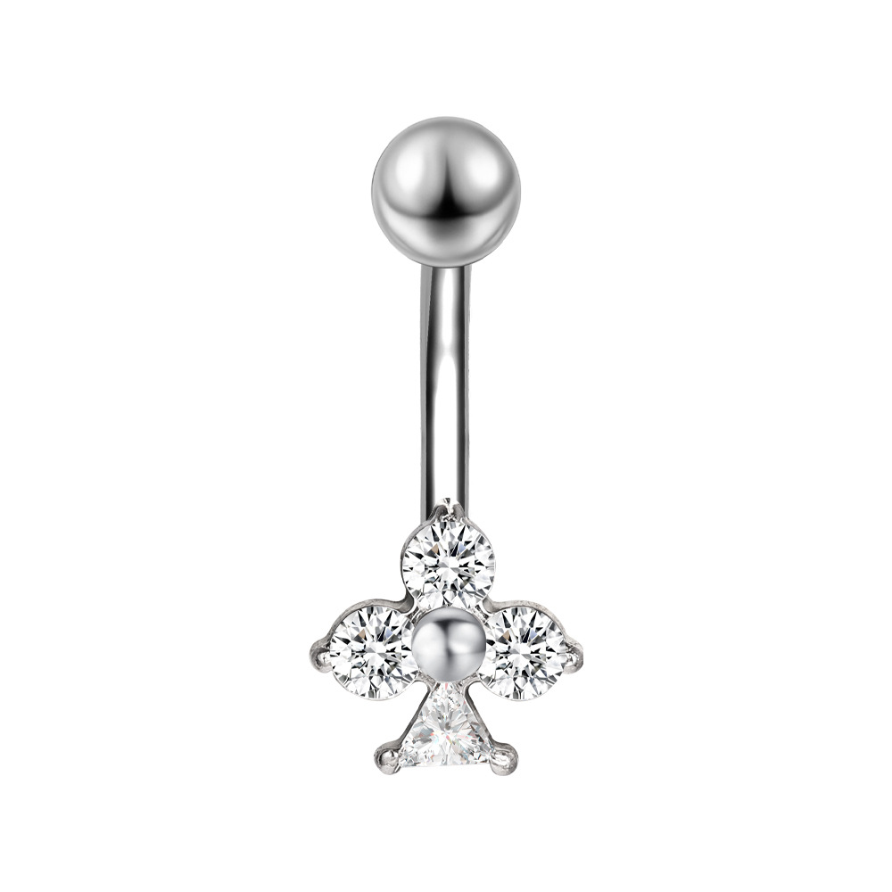 Zesen Stainless Steel 5A Zircon Titanium Steel Diamond Umbilical Ring Body Piercing Jewelry detail image 13