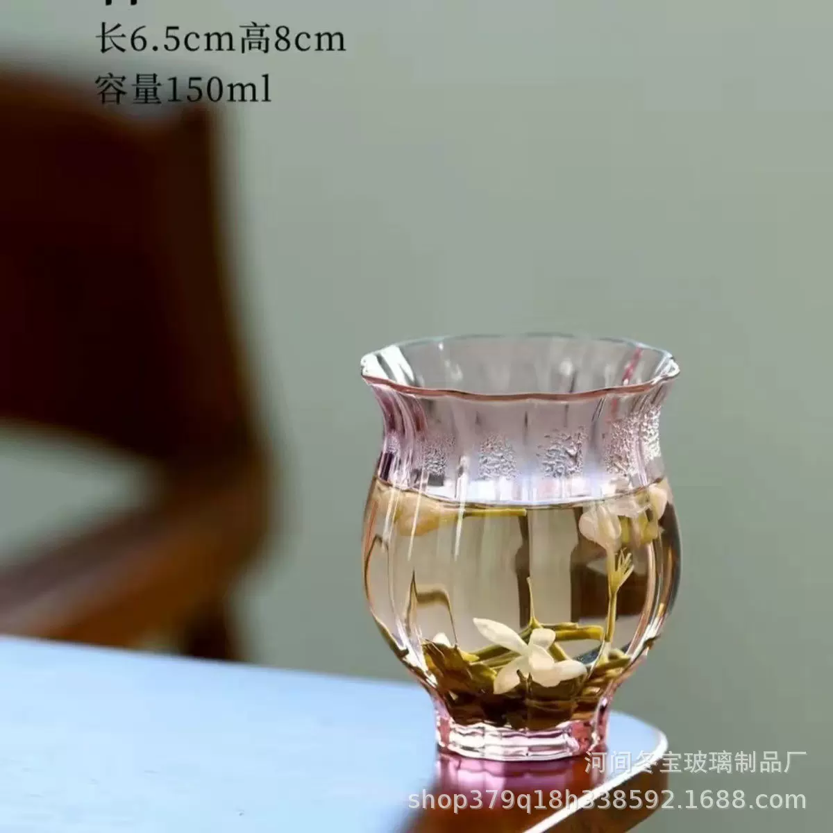 批发主人杯单杯女功夫小茶杯个人闻香品茗杯玻璃花朵水杯花茶杯子