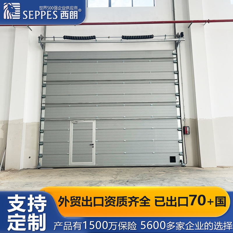 跨境提升门欧洲彩钢板滑升门CE快速提升门自动化工厂保温仓库门